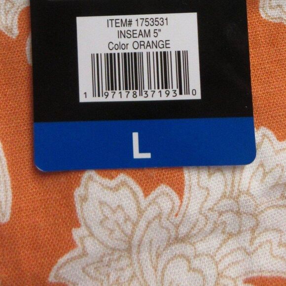 BRIGGS Ladies Linen Blend Shorts Womens Size L Orange Cream Floral Flowers NWT - Picture 10 of 12